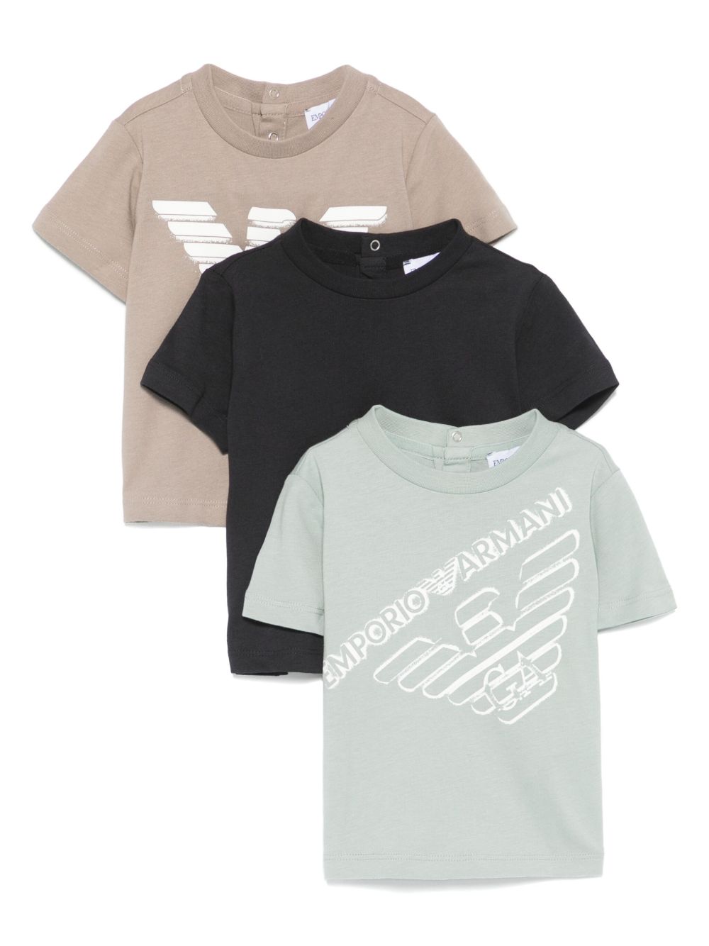 Emporio Armani Kids logo印花T恤（三件装） - 黑色