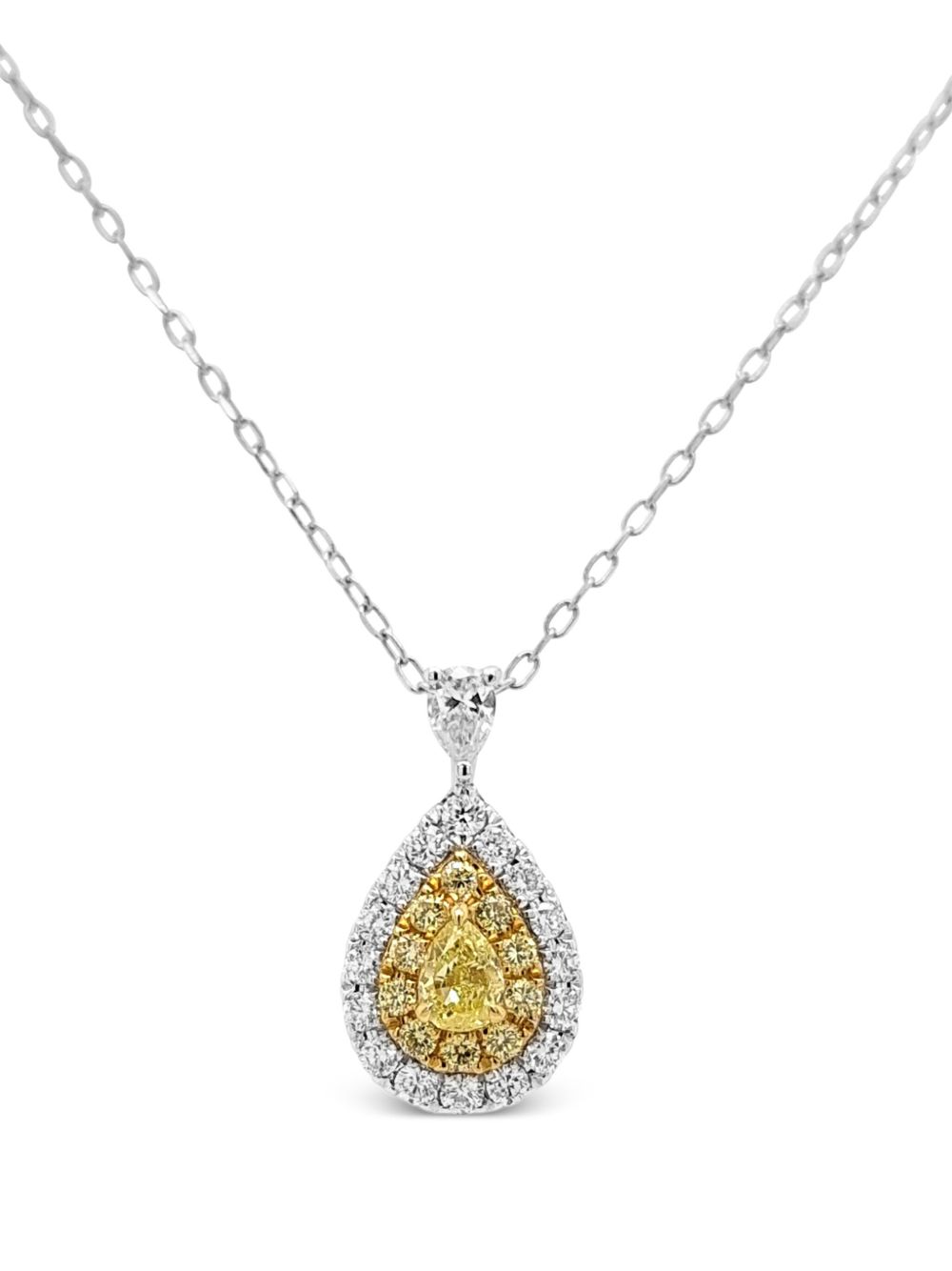 HYT Jewelry 铂金钻石吊坠项链 - 银色