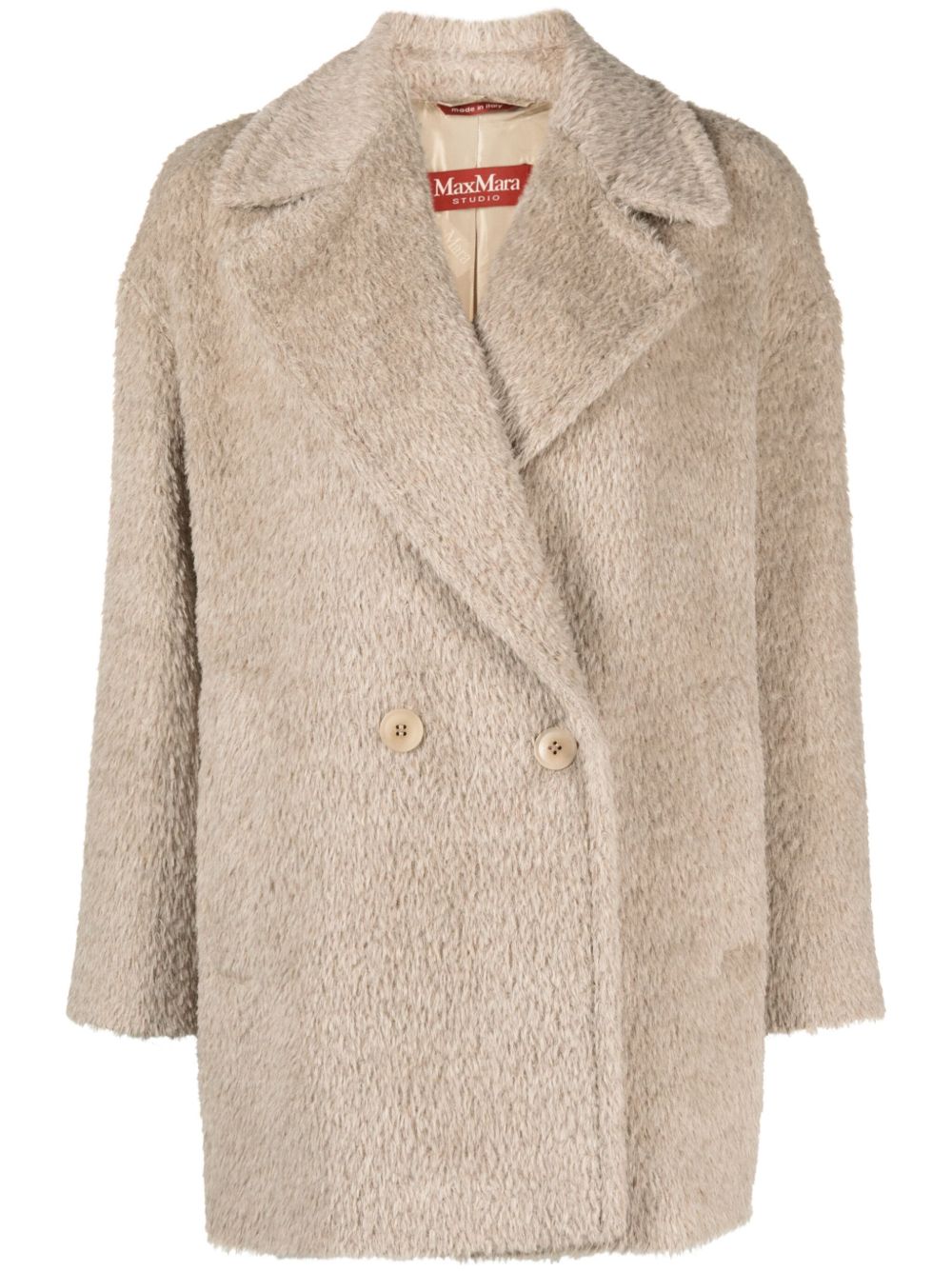 Max Mara 拉绒效果双排扣外套 - 灰色