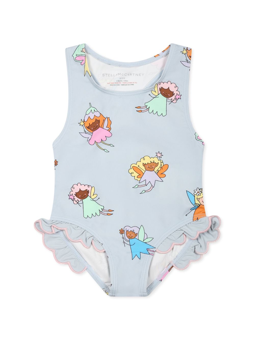 Stella McCartney Kids 图案印花连体泳衣 - 蓝色