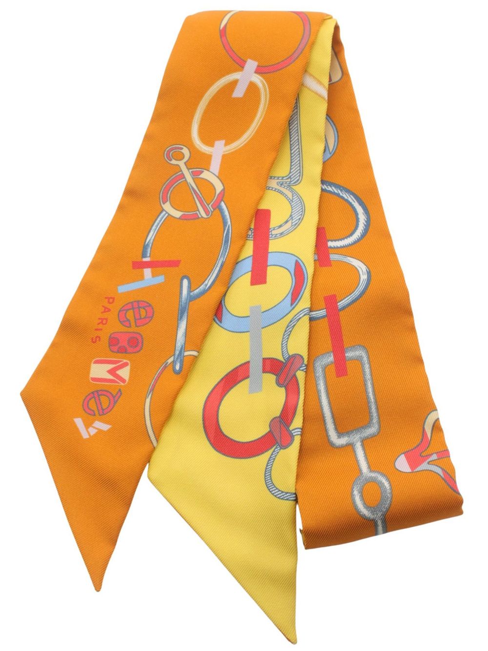 Hermès Pre-Owned Do Re Boucles Twilly 窄款围巾（2020年代典藏款） - 橘色