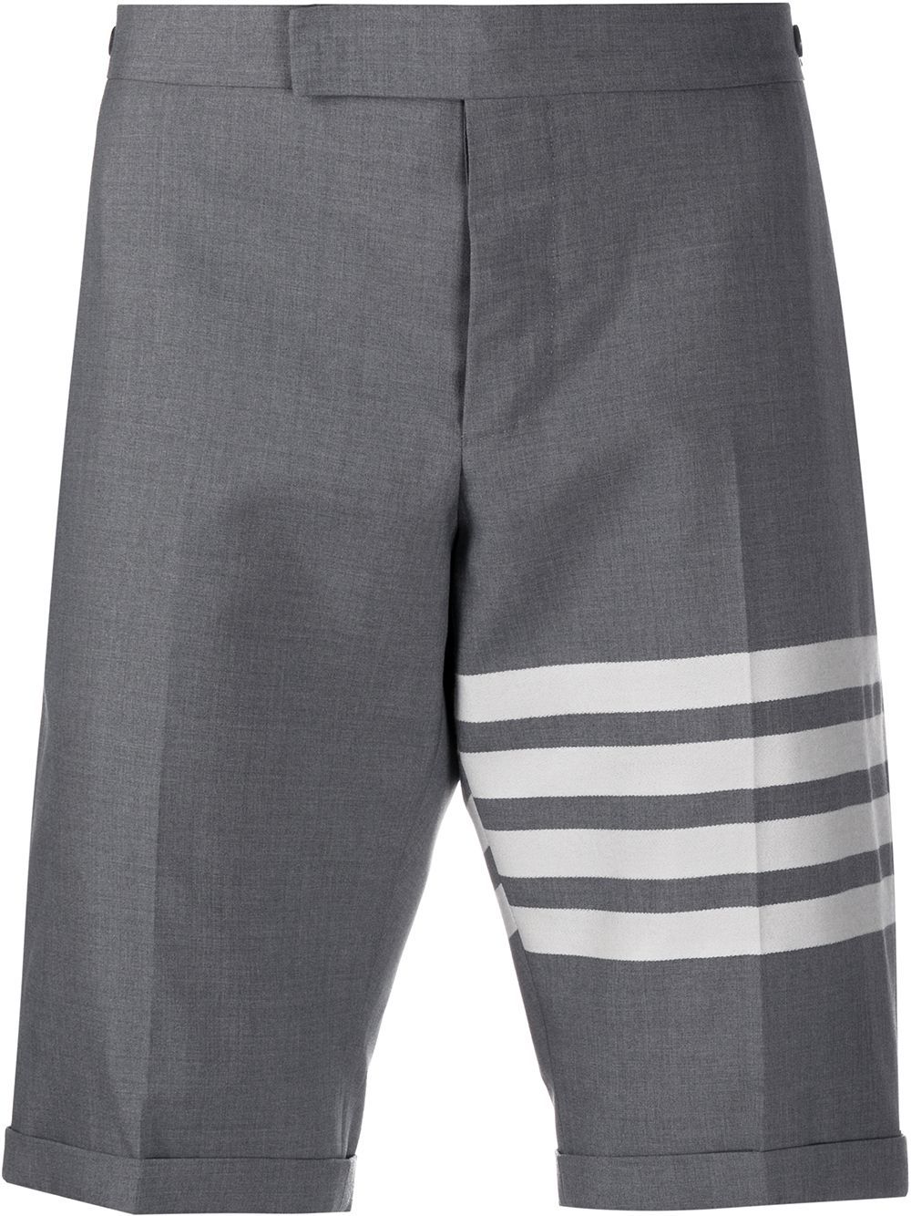 Thom Browne 四条纹编织精裁短裤 - 灰色