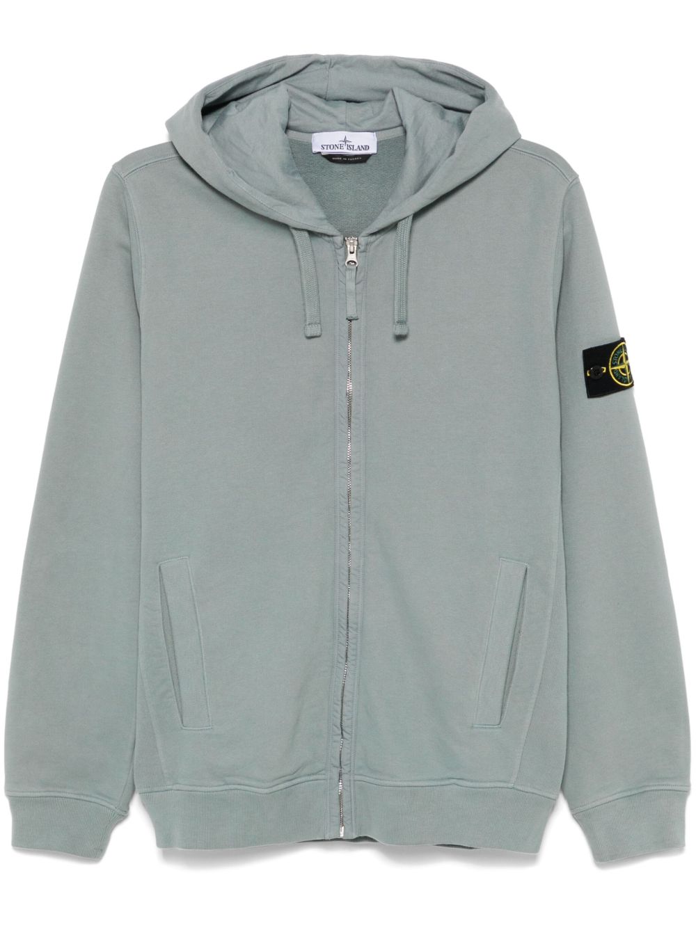 Stone Island 棉抓绒平纹针织连帽衫 - 灰色