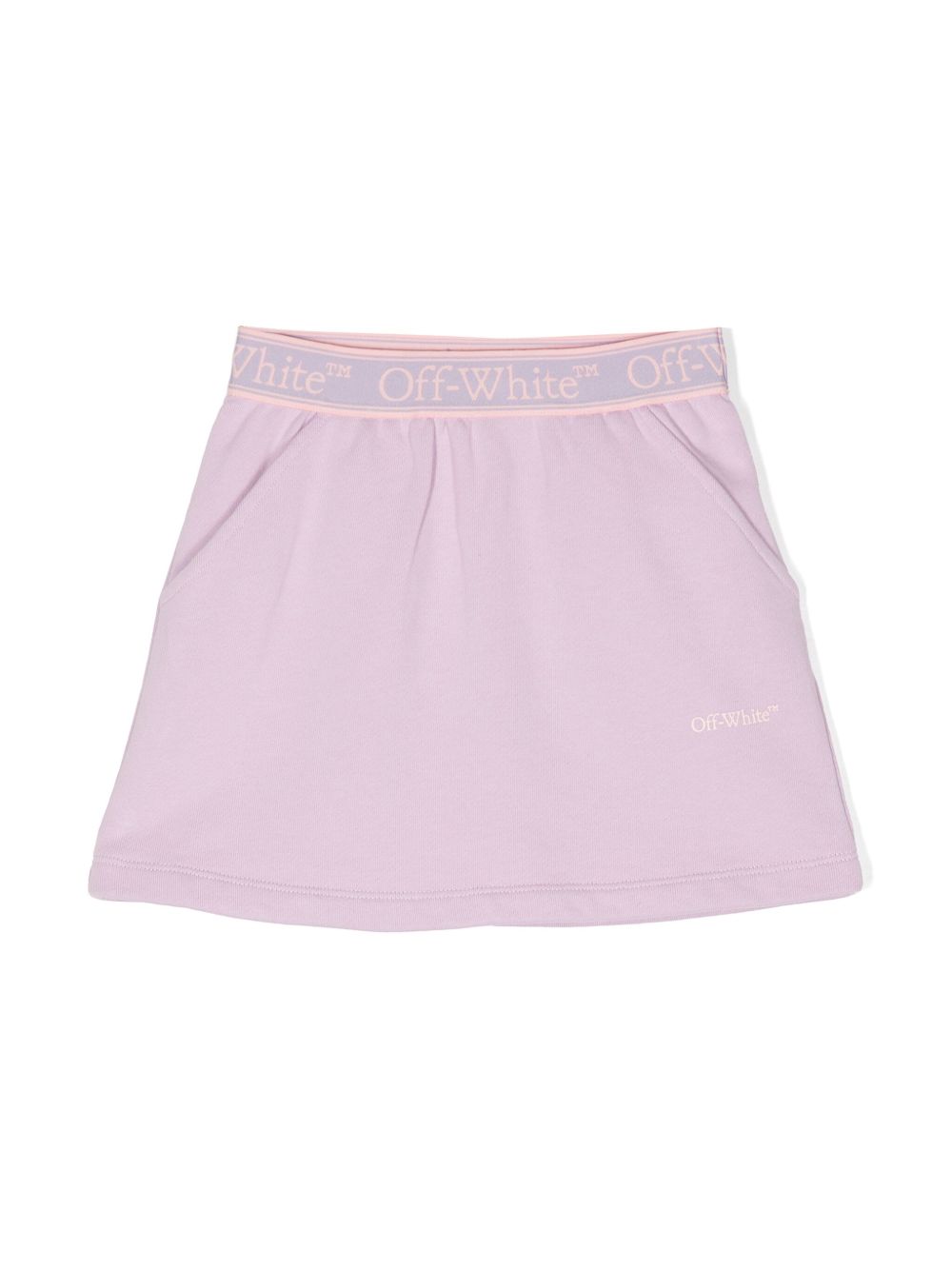 Off-White Kids logo腰边棉迷你半身裙 - 紫色