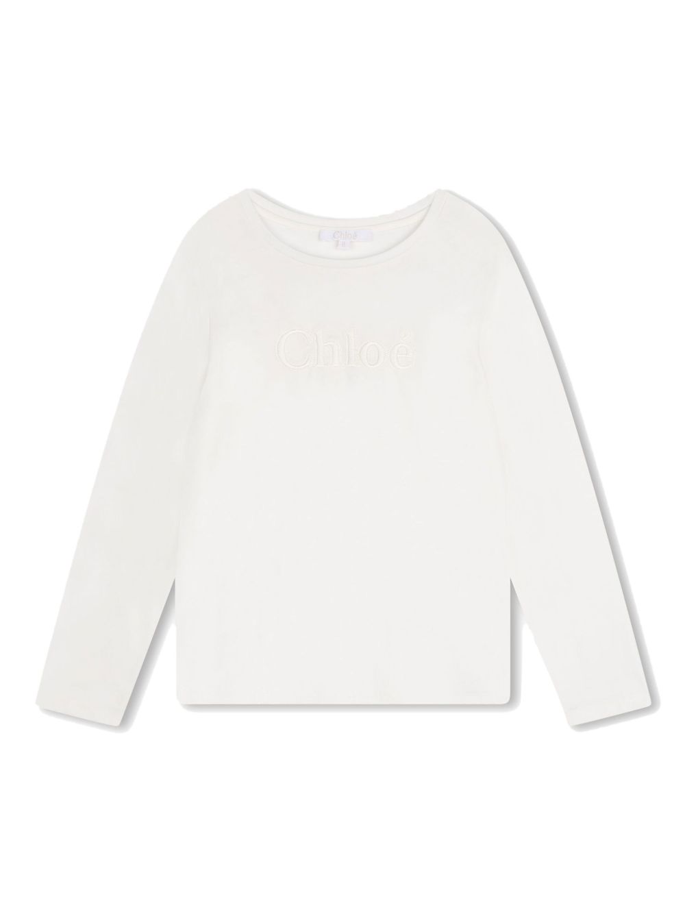 Chloé Kids logo刺绣长袖T恤 - 白色