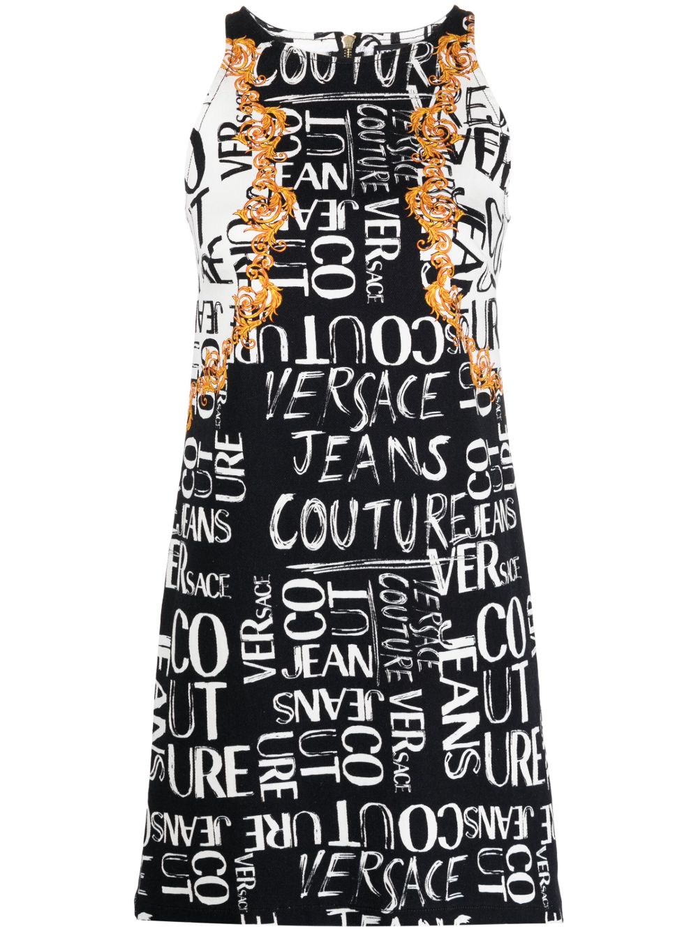 Versace Jeans Couture 图案印花无袖连衣裙 - 黑色