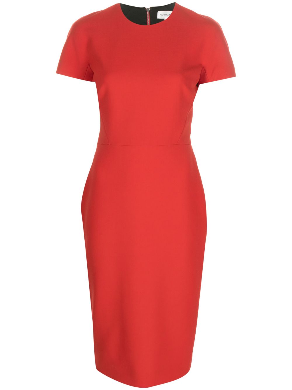 Victoria Beckham 绉纱直筒连衣裙 - 红色