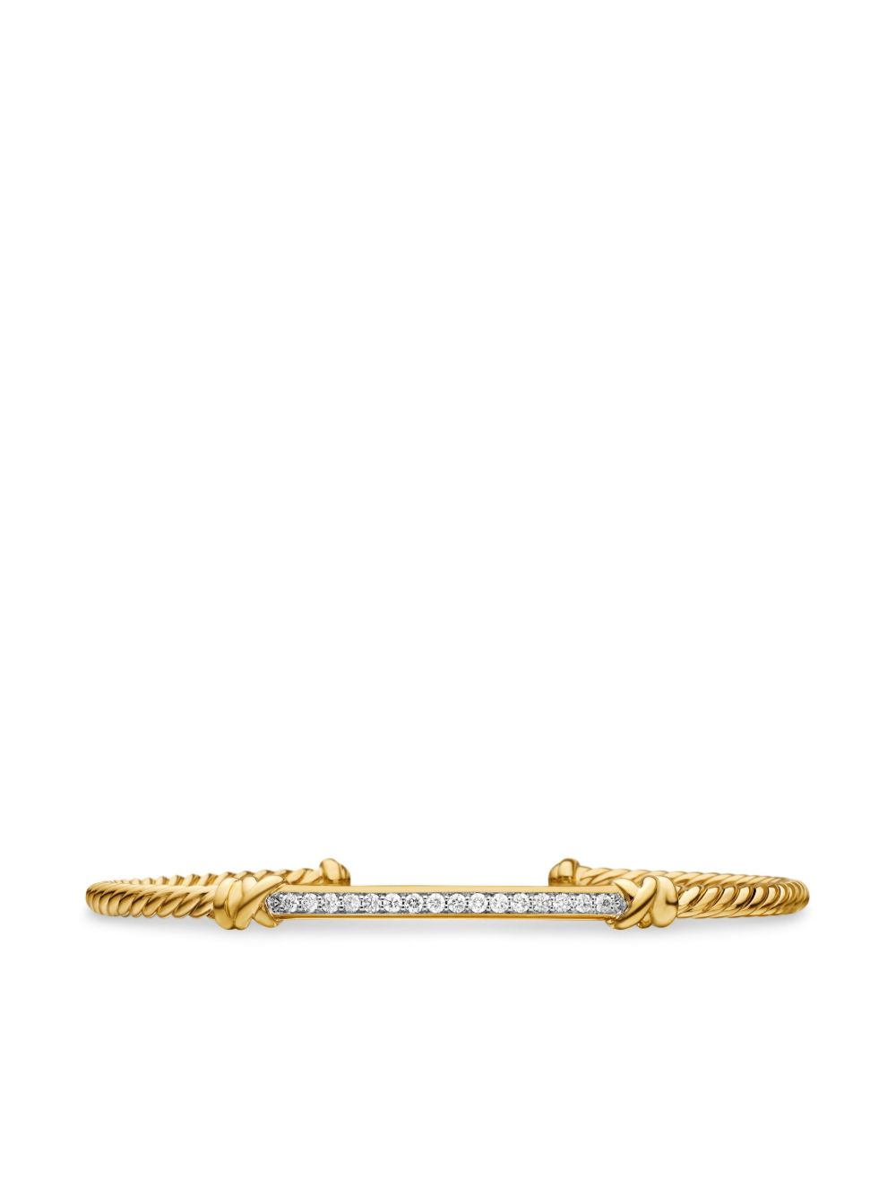 David Yurman 18K黄金 Petite Helena Cablespira Station 钻石手链 - 金色