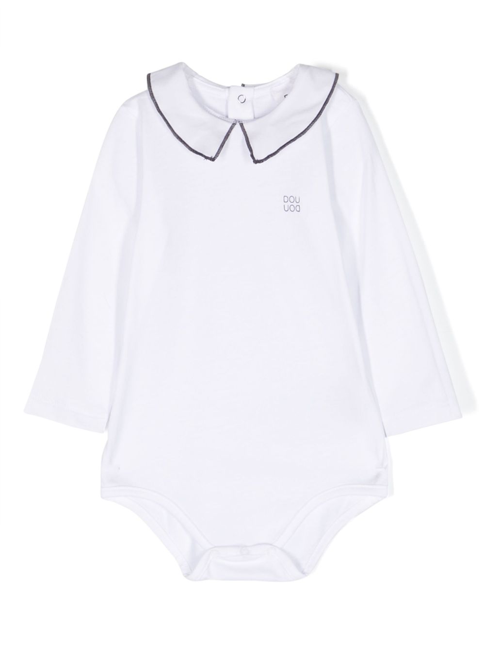 Douuod Kids logo印花长袖连体衣 - 白色