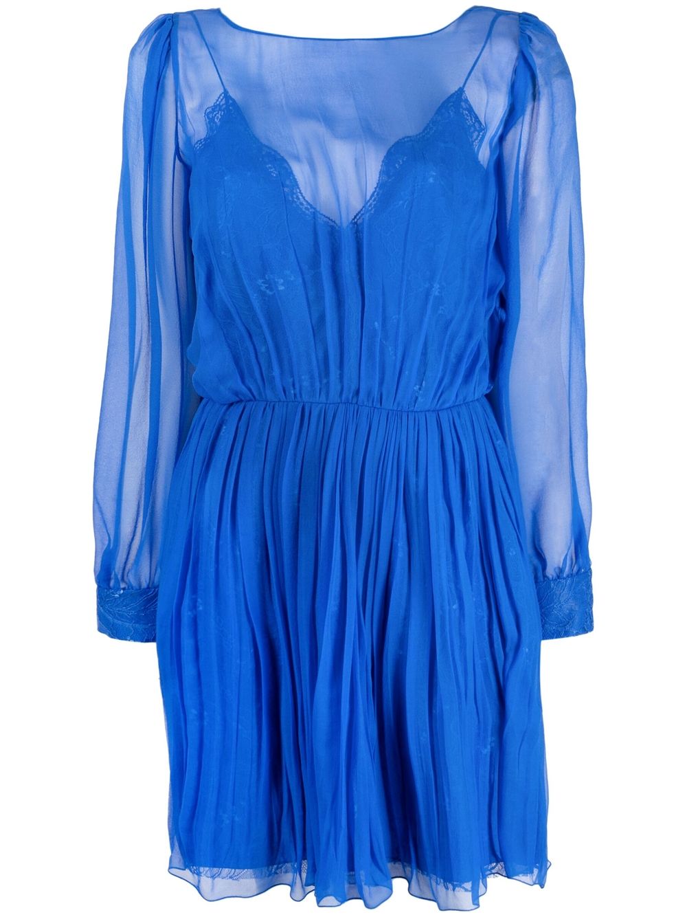 Alberta Ferretti 分层式真丝迷你连衣裙 - 蓝色