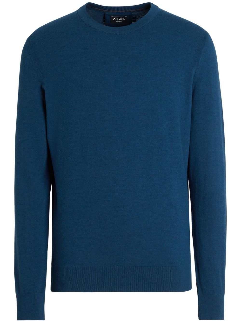 Zegna 圆领羊毛毛衣 - 蓝色