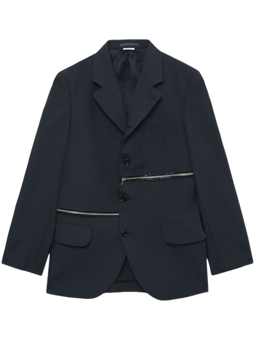 Comme des Garçons Homme Deux 拉链缀饰西装夹克 - 灰色