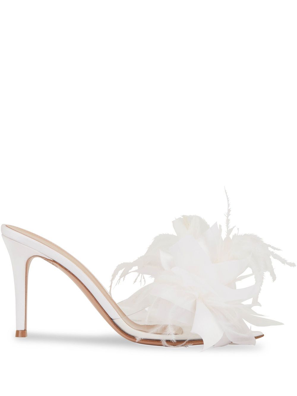 Gianvito Rossi 花卉贴花高跟穆勒鞋 - 白色
