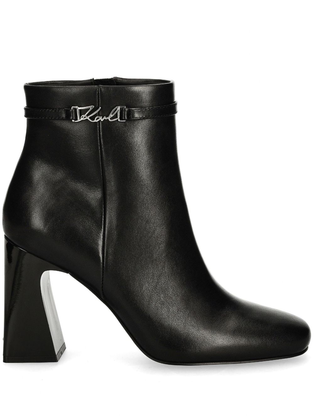 Karl Lagerfeld logo高跟及踝靴（9厘米） - 黑色