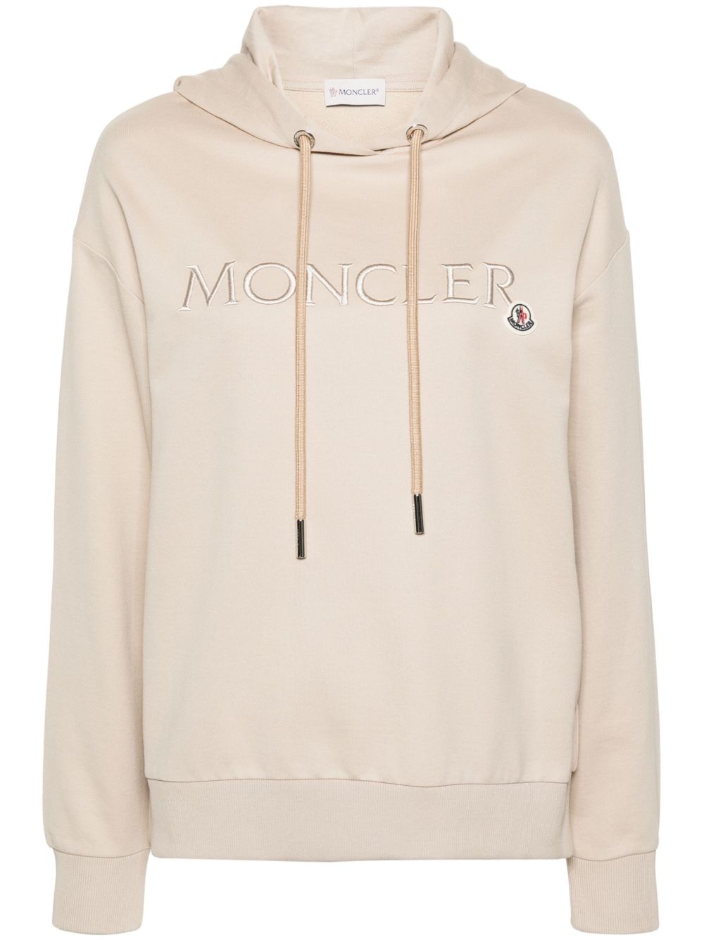 Moncler logo刺绣棉连帽衫 - 中性色