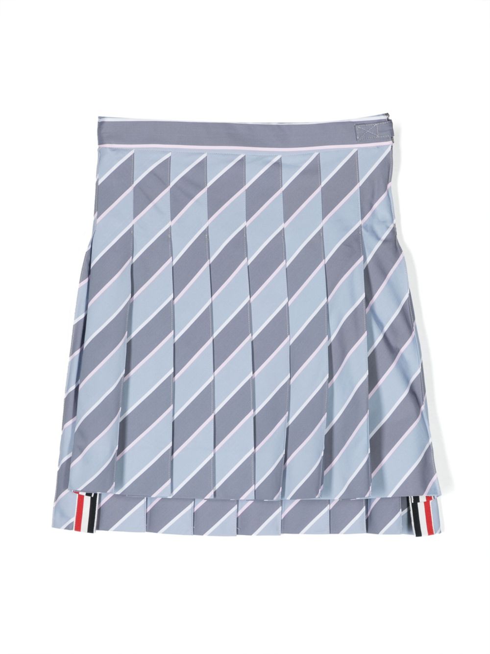Thom Browne Kids 条纹百褶半身裙 - 灰色