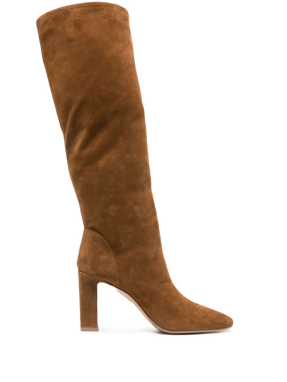 Aquazzura 高跟绒面皮及膝靴 - 褐色