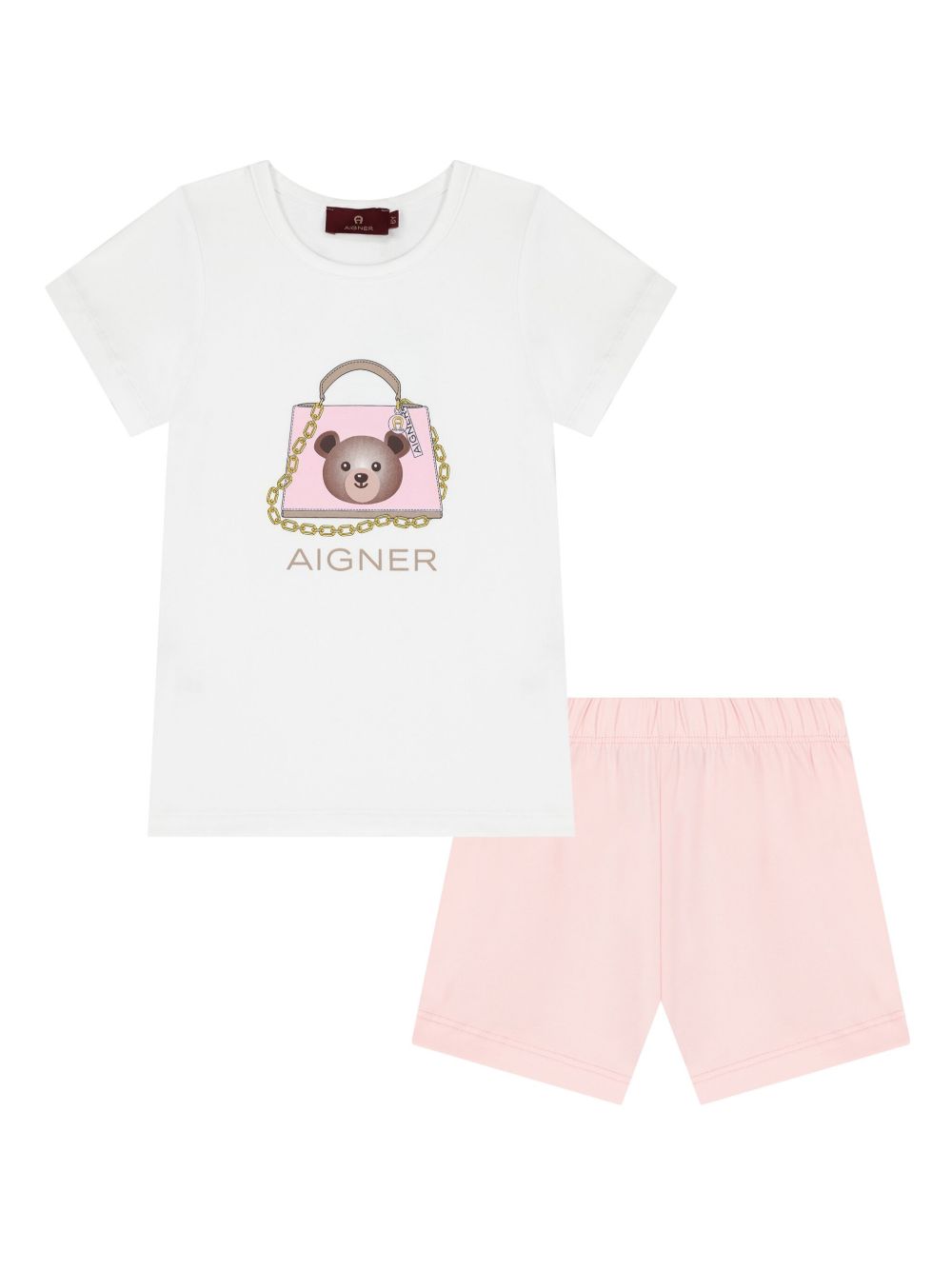 Aigner Kids logo印花两件式套装 - 白色
