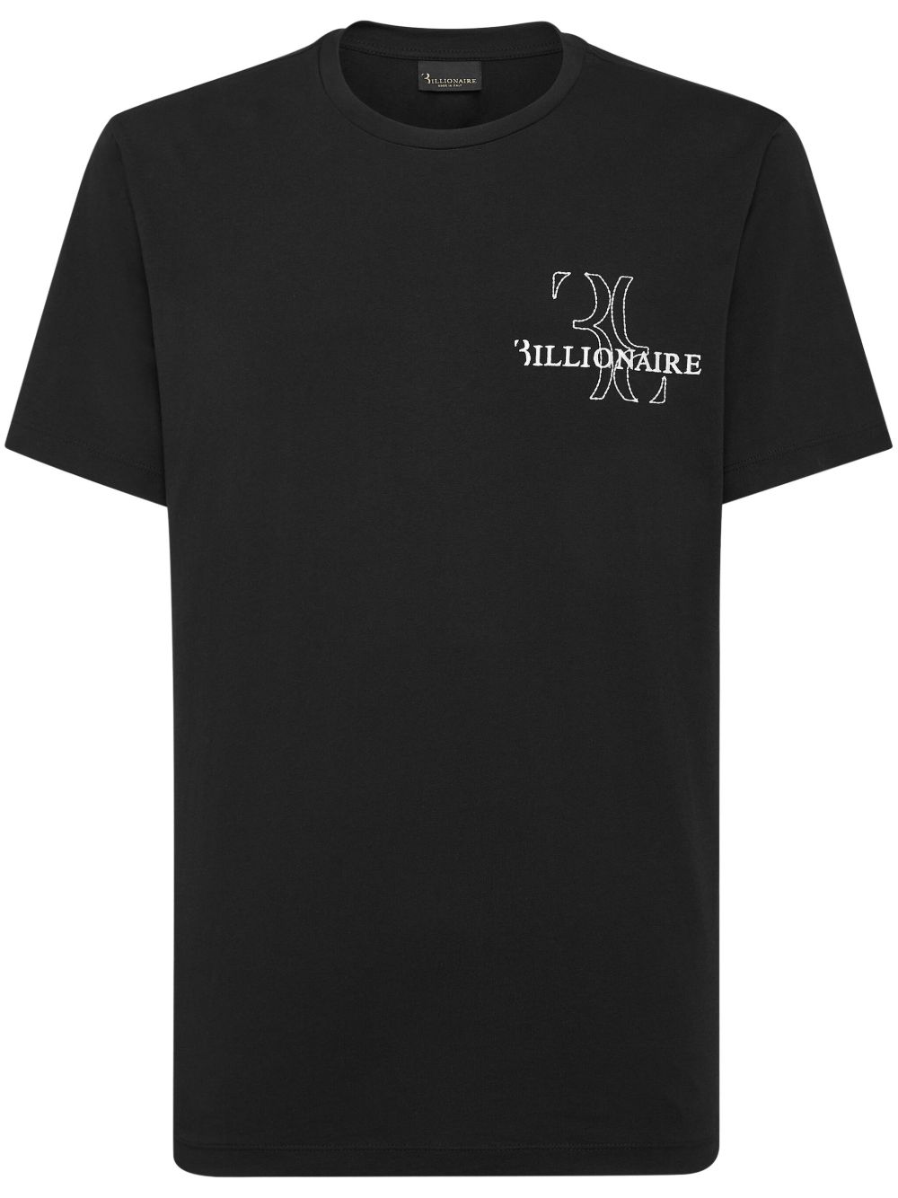 Billionaire logo刺绣棉T恤 - 黑色