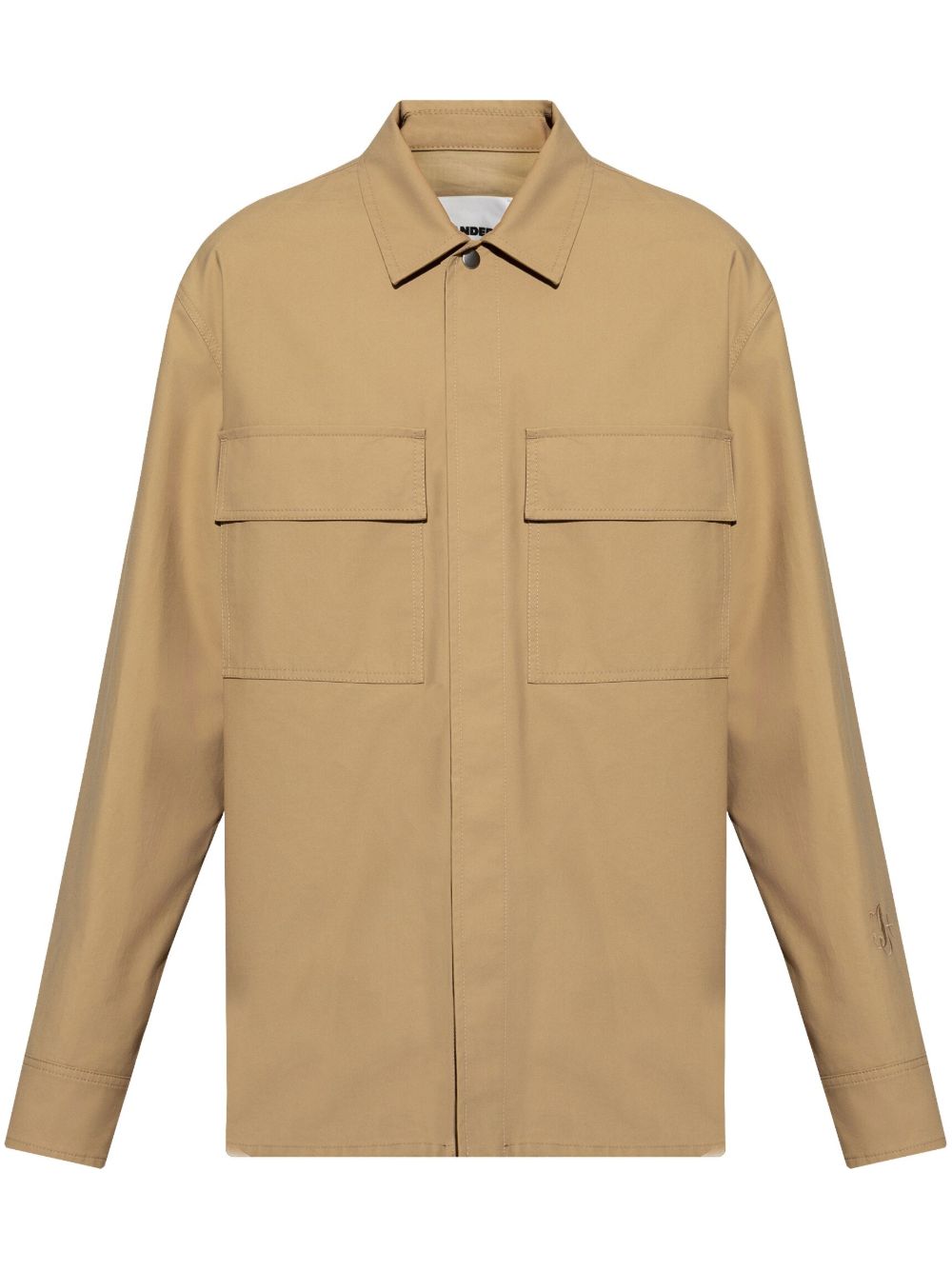 Jil Sander logo刺绣衬衫式夹克 - 中性色