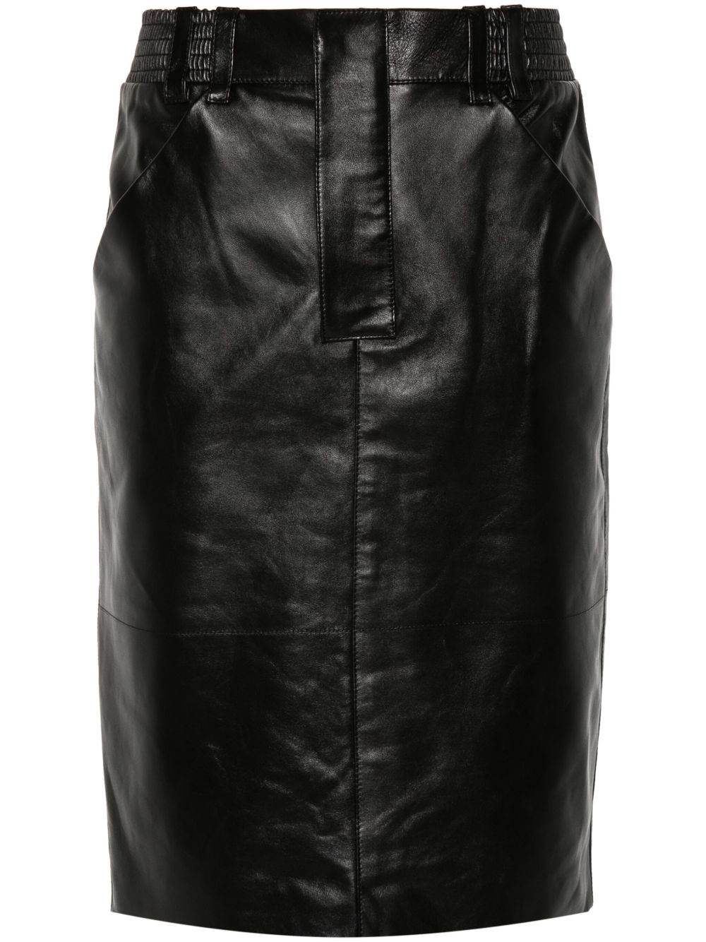 Saint Laurent 皮质铅笔半身裙 - 黑色