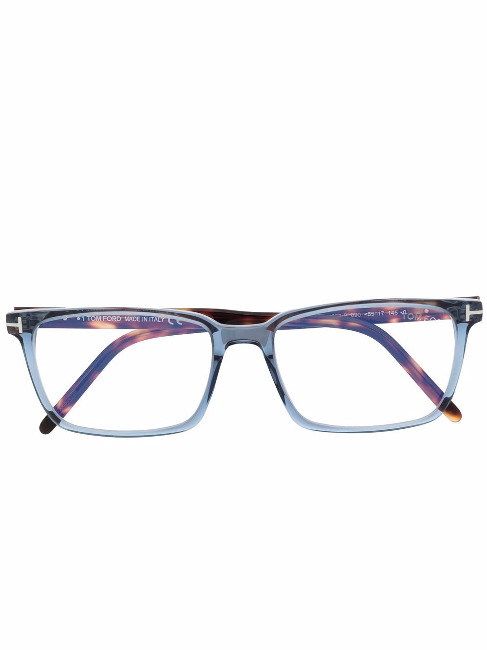TOM FORD Eyewear 汤姆福特 玳瑁纹方框眼镜 - 蓝色