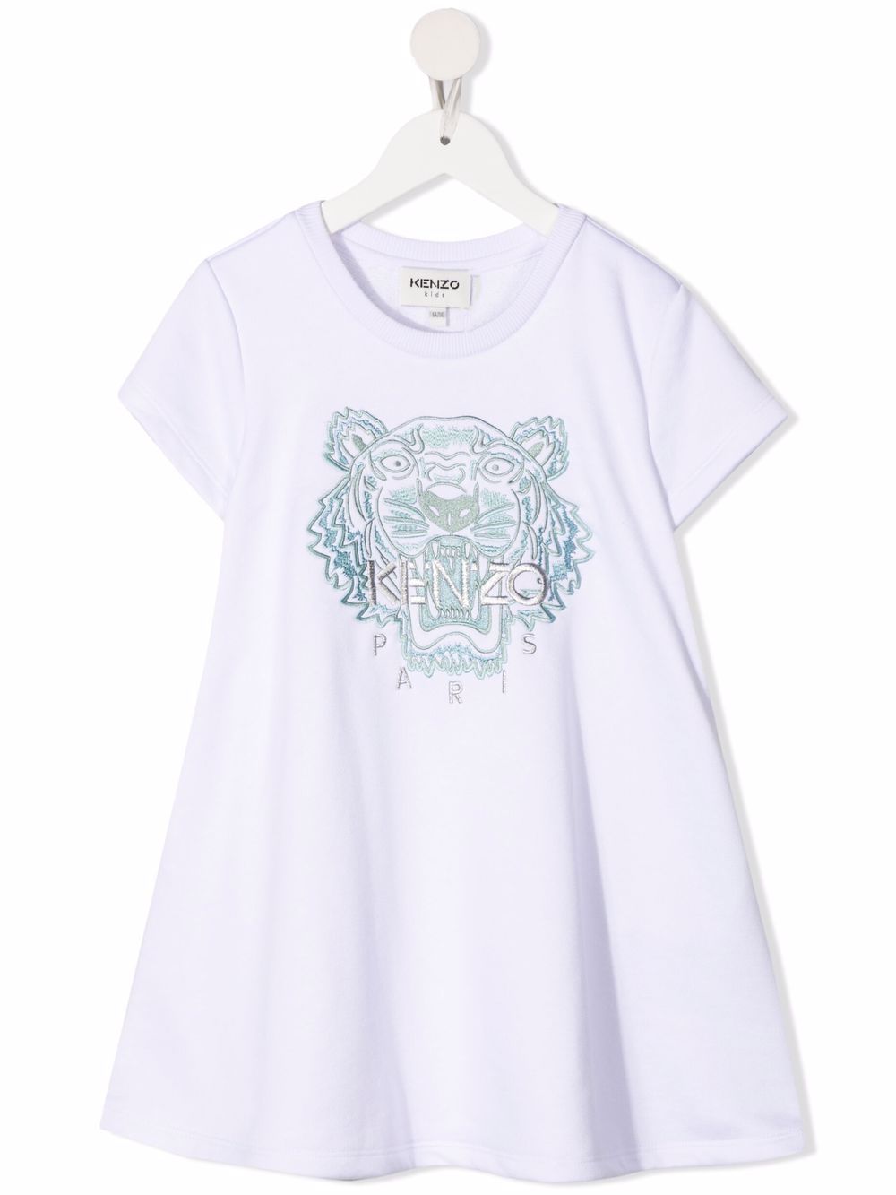 Kenzo Kids 老虎刺绣T恤式连衣裙 - 白色