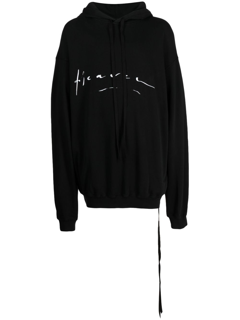Ann Demeulemeester 垮肩棉连帽衫 - 黑色