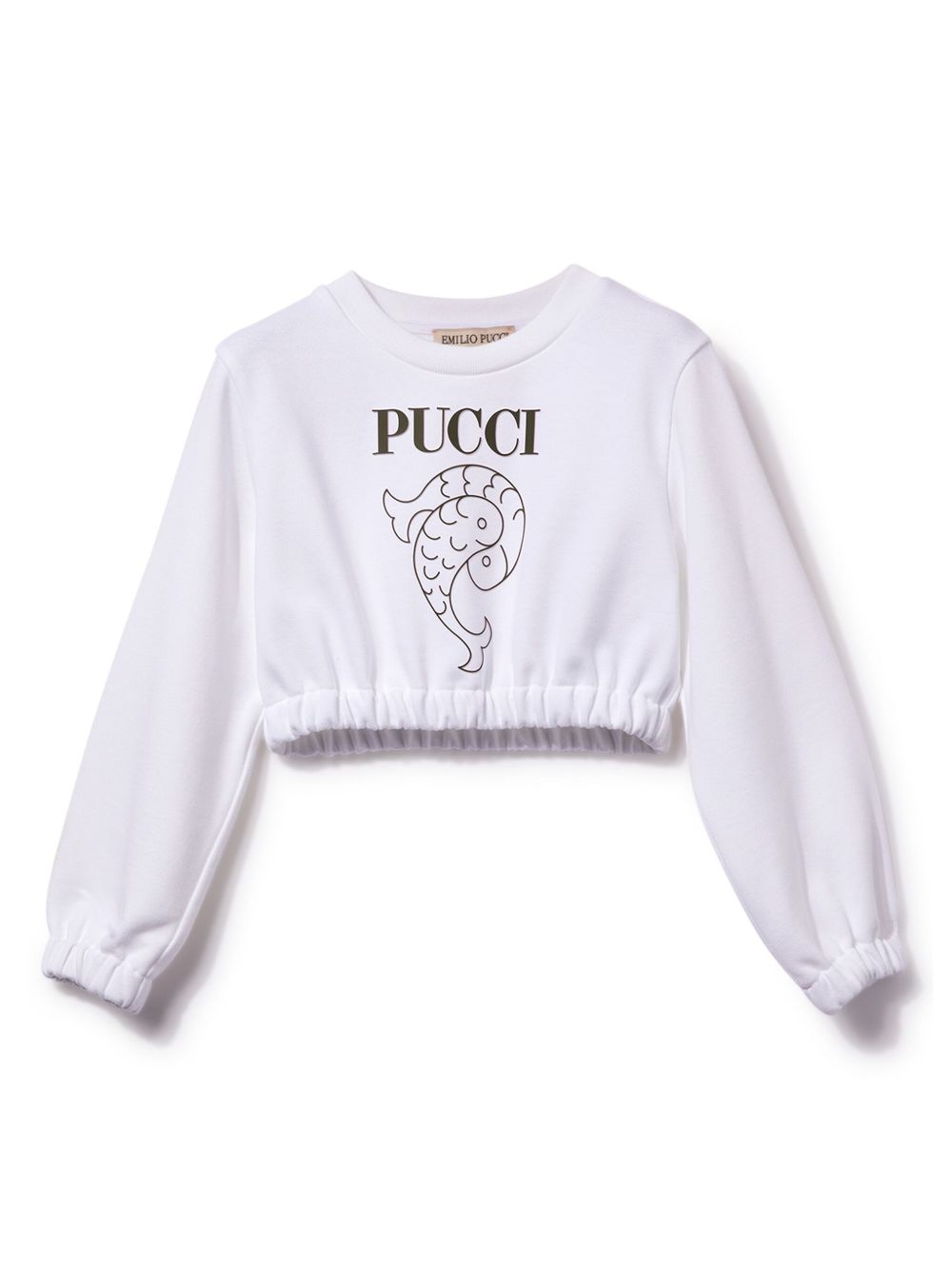 PUCCI Junior logo印花短款卫衣 - 白色