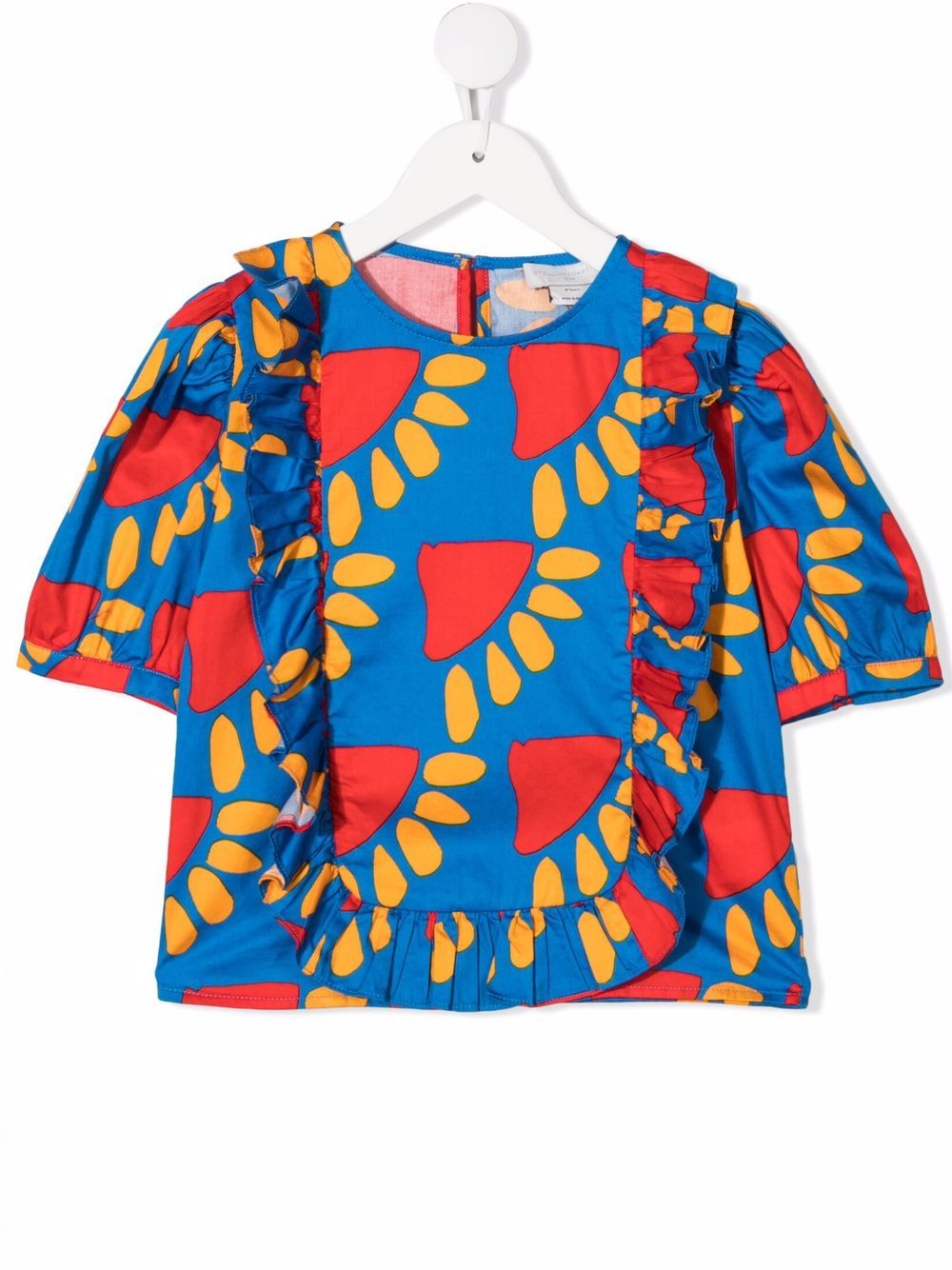 Stella McCartney Kids 斯特拉·麦卡特尼 抽象印花荷叶边罩衫 - 蓝色