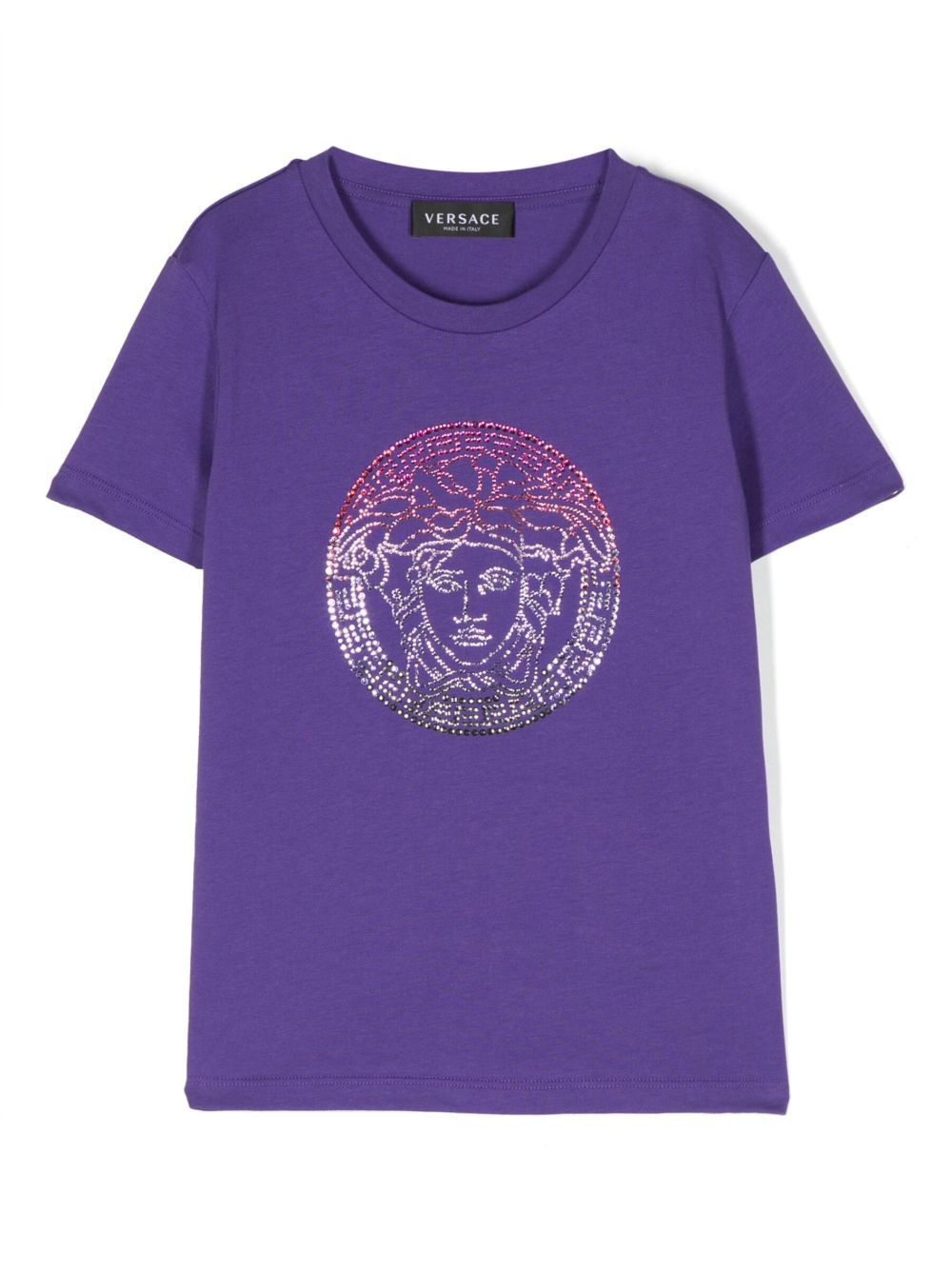 Versace Kids Medusa 晶饰T恤 - 紫色