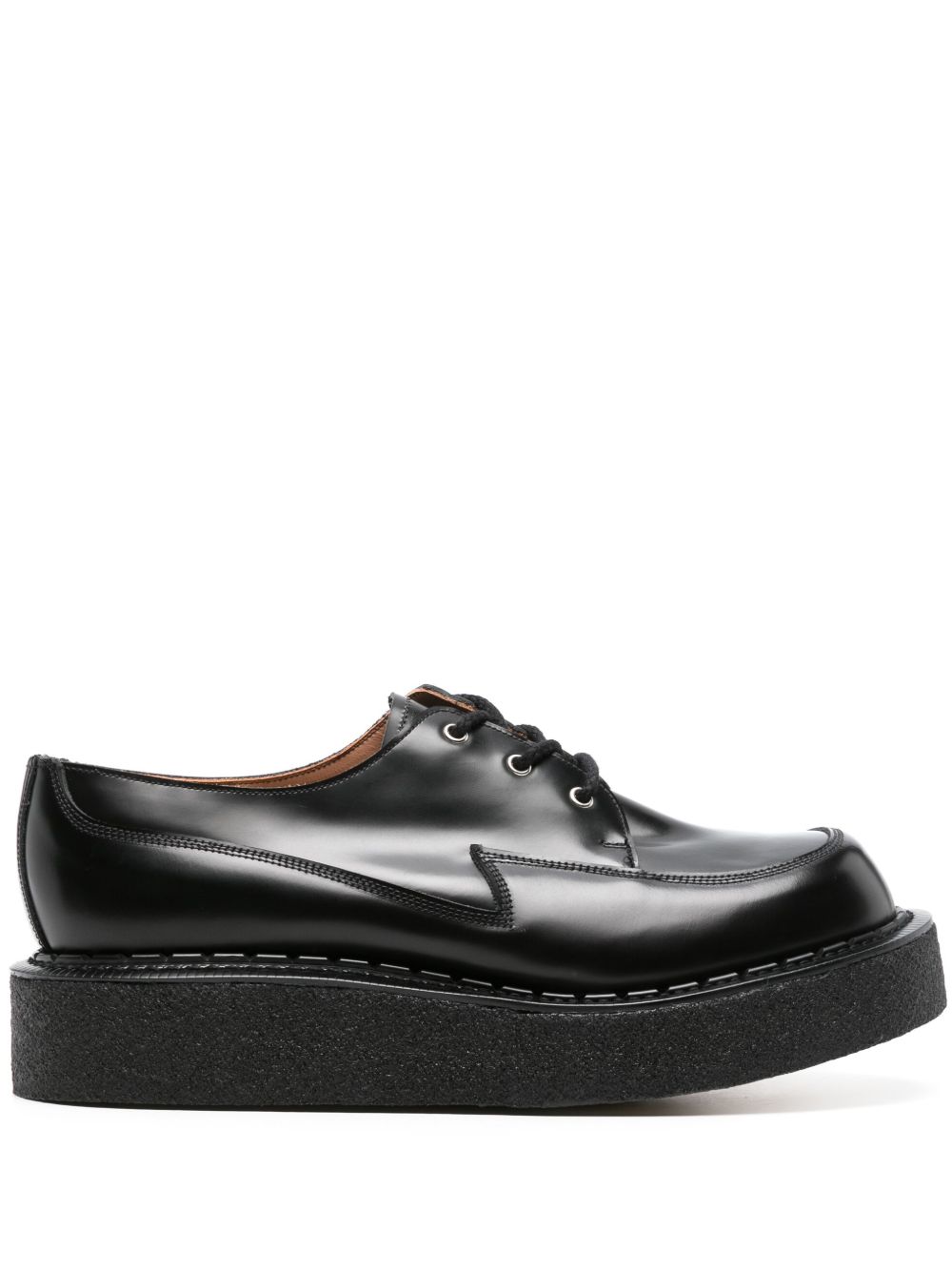 Comme des Garçons Homme Plus 皮质厚底德比鞋 - 黑色