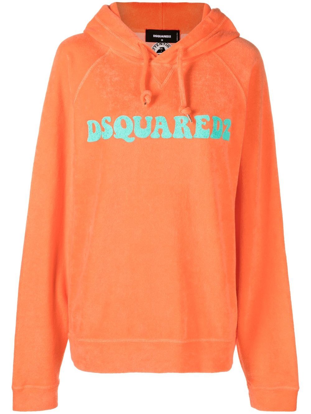 DSQUARED2 logo印花长袖连帽衫 - 橘色