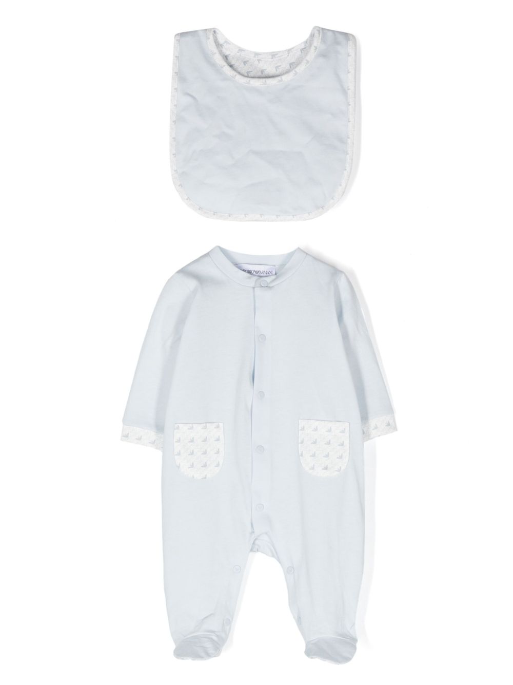 Emporio Armani Kids 老鹰印花睡衣套装 - 蓝色