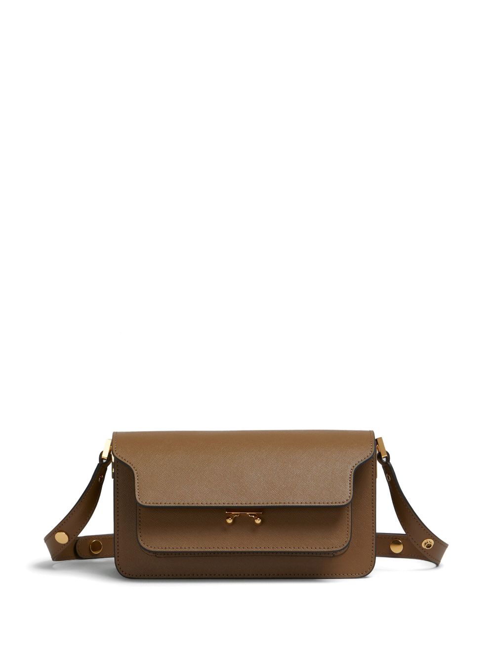 Marni Trunk 皮质单肩包 - 褐色