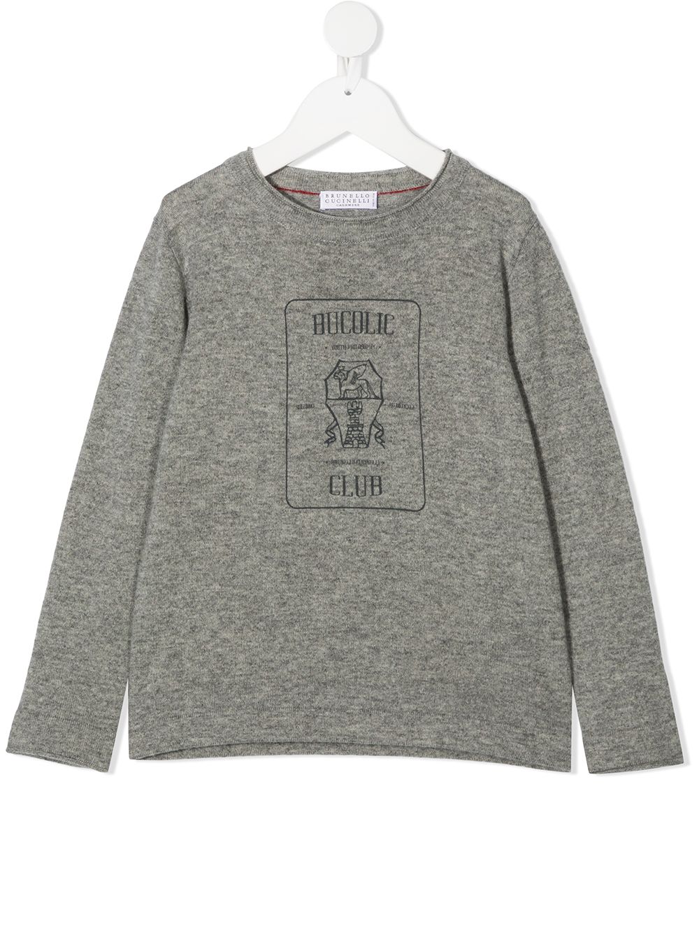 Brunello Cucinelli Kids 印花长袖T恤 - 灰色