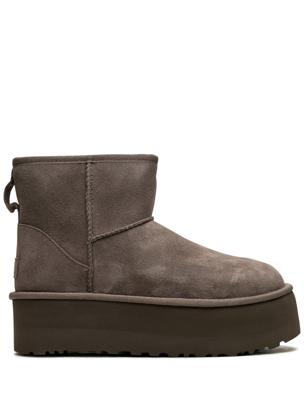 UGG Classic Mini 绒面皮厚底短靴 - 灰色