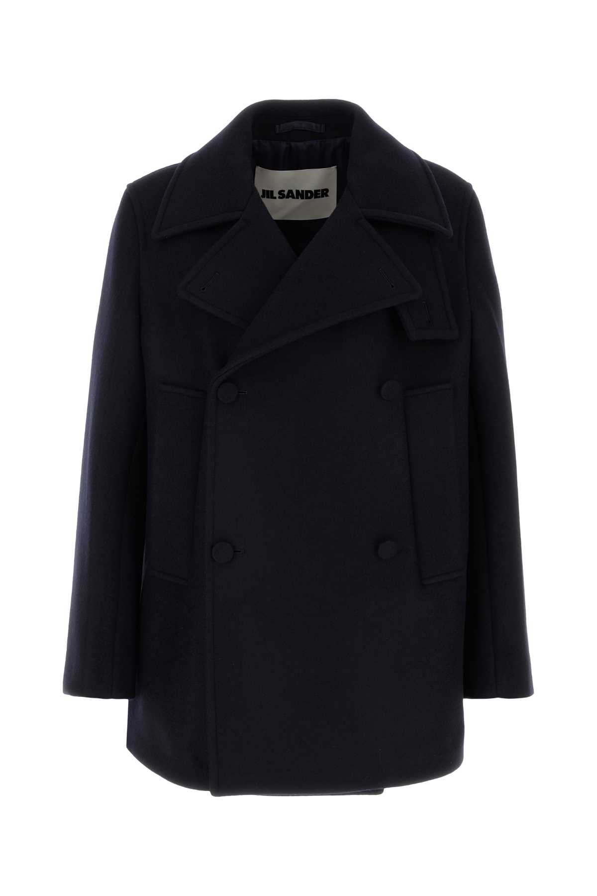 Jil Sander 藏青色毛毡大衣