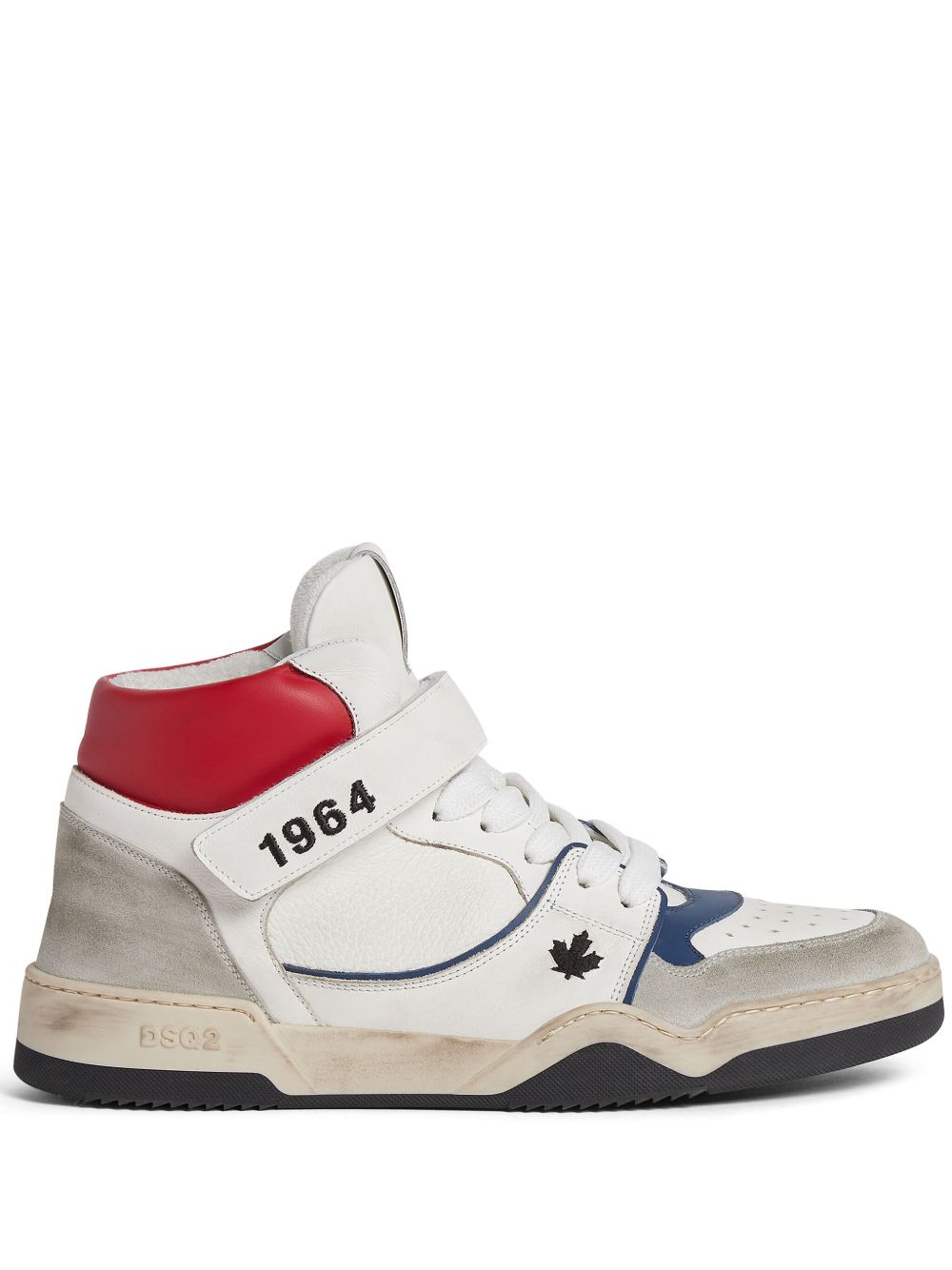 DSQUARED2 Spiker 仿旧高帮运动鞋 - 白色