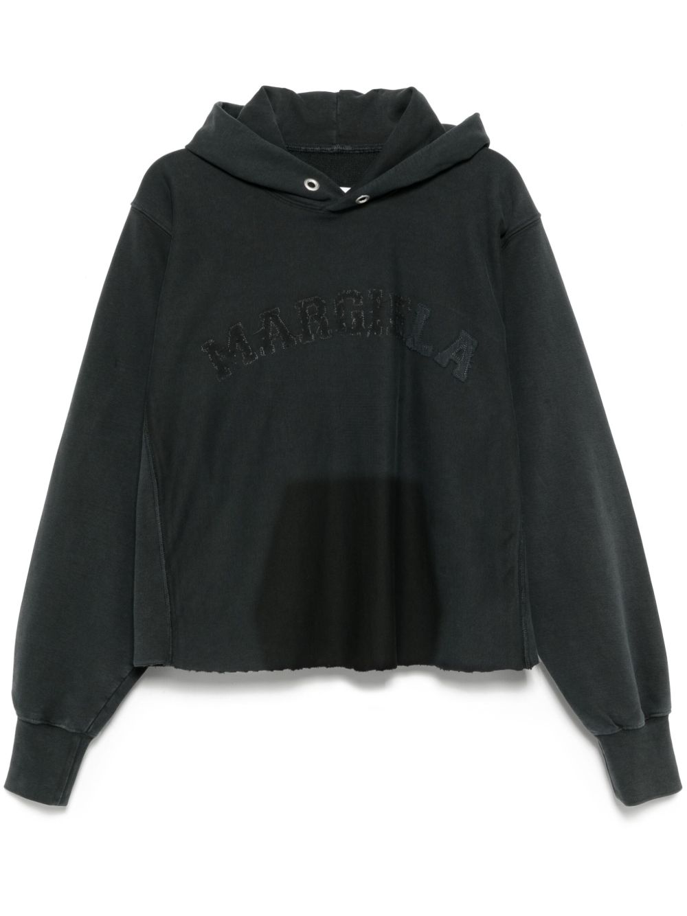 Maison Margiela logo刺绣连帽衫 - 黑色