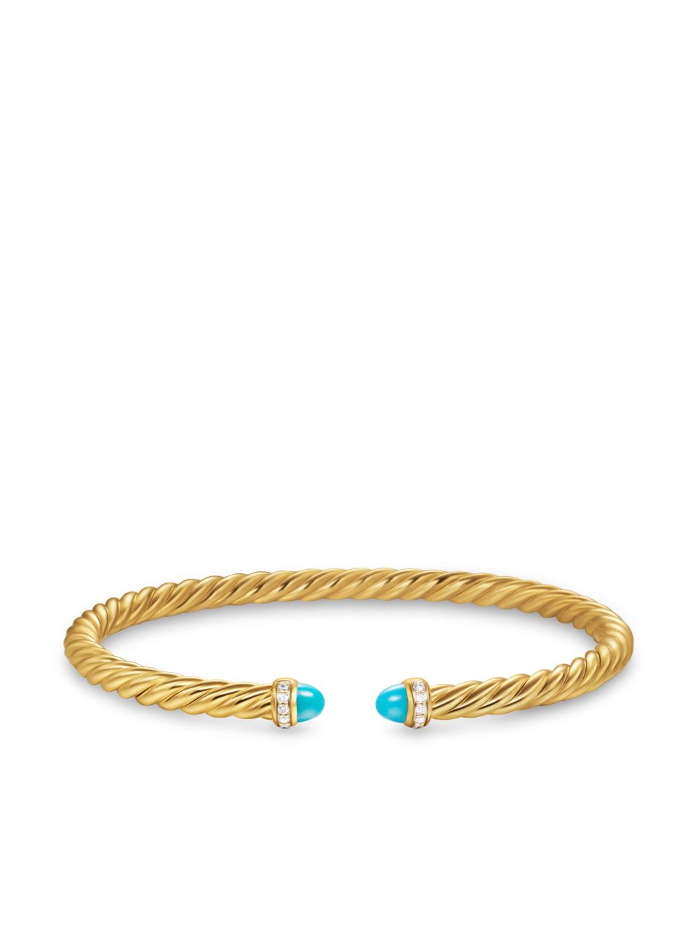 David Yurman 18K黄金 Cablespira 绿松石钻石手链 - 金色