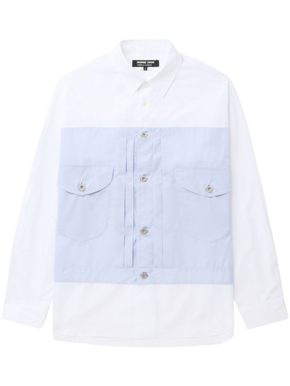 Comme des Garçons Homme Deux 双色府绸衬衫 - 白色