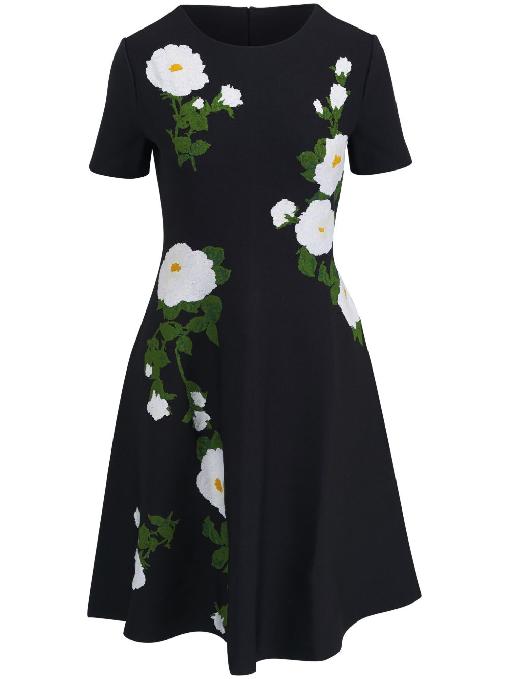 Carolina Herrera 花卉提花伞形中长连衣裙 - 蓝色