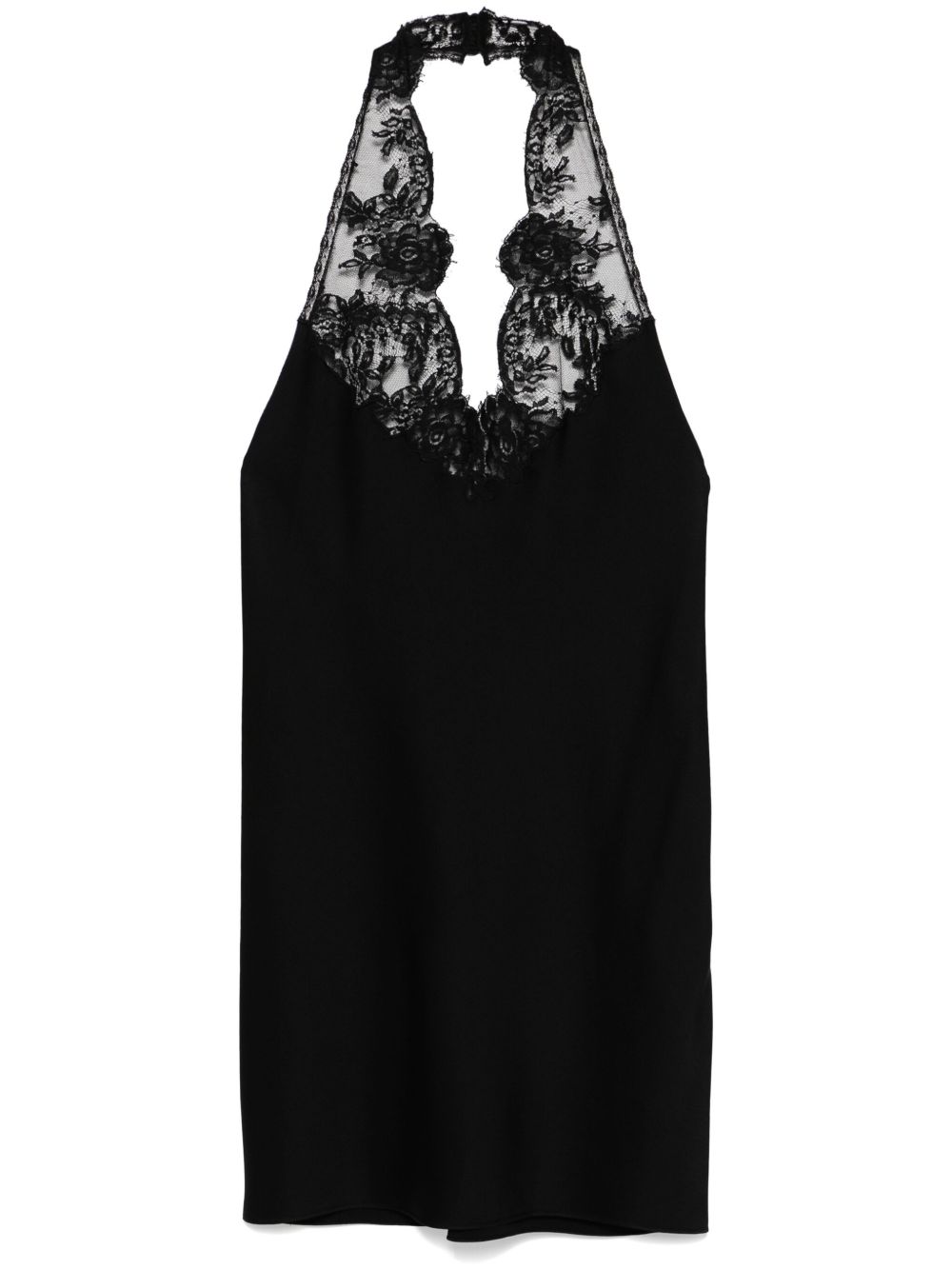 Saint Laurent 蕾丝细节迷你连衣裙 - 黑色