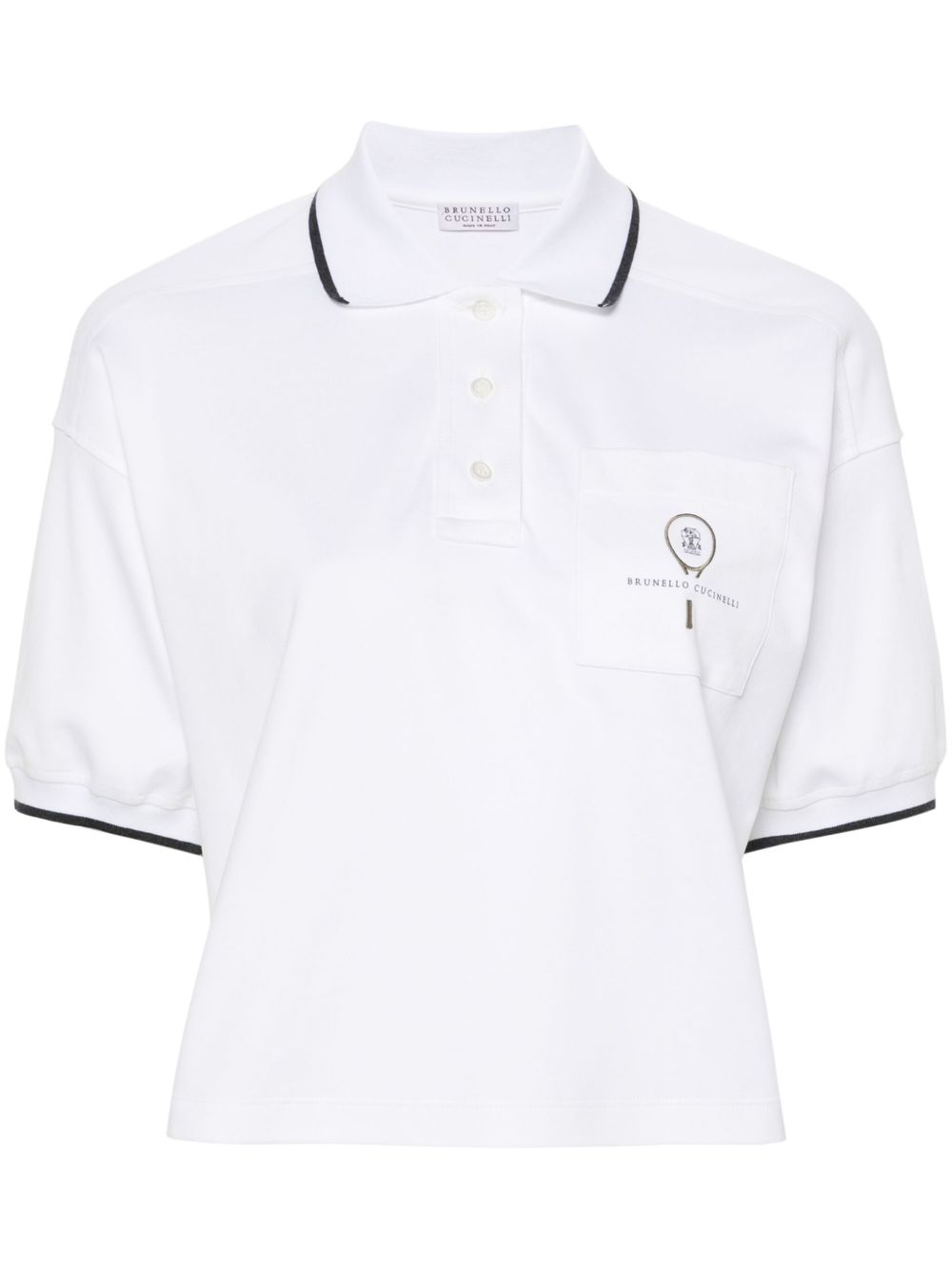 Brunello Cucinelli 短款棉质polo衫 - 白色