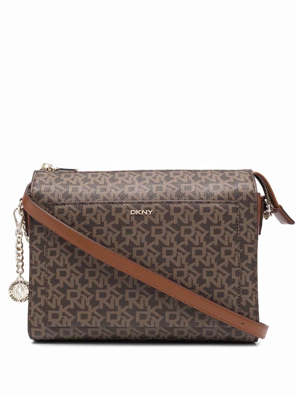 DKNY Bryant 经典logo斜挎包 - 褐色