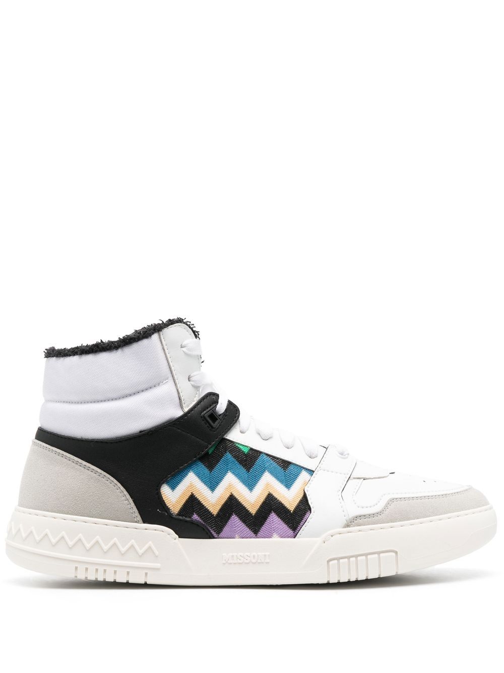 Missoni Z字形图案高帮运动鞋 - 白色