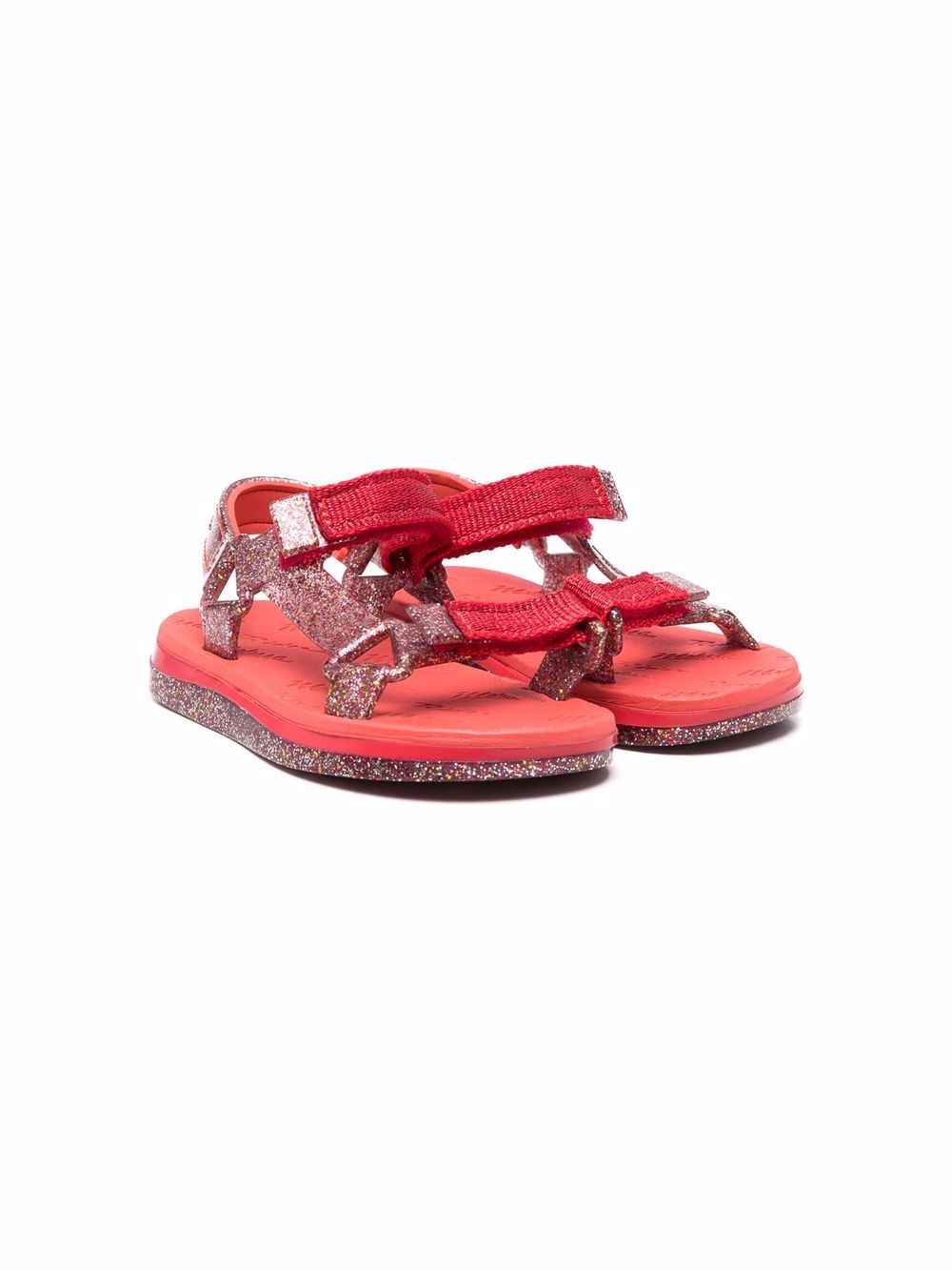 Mini Melissa 亮片金葱魔术贴凉鞋 - 红色