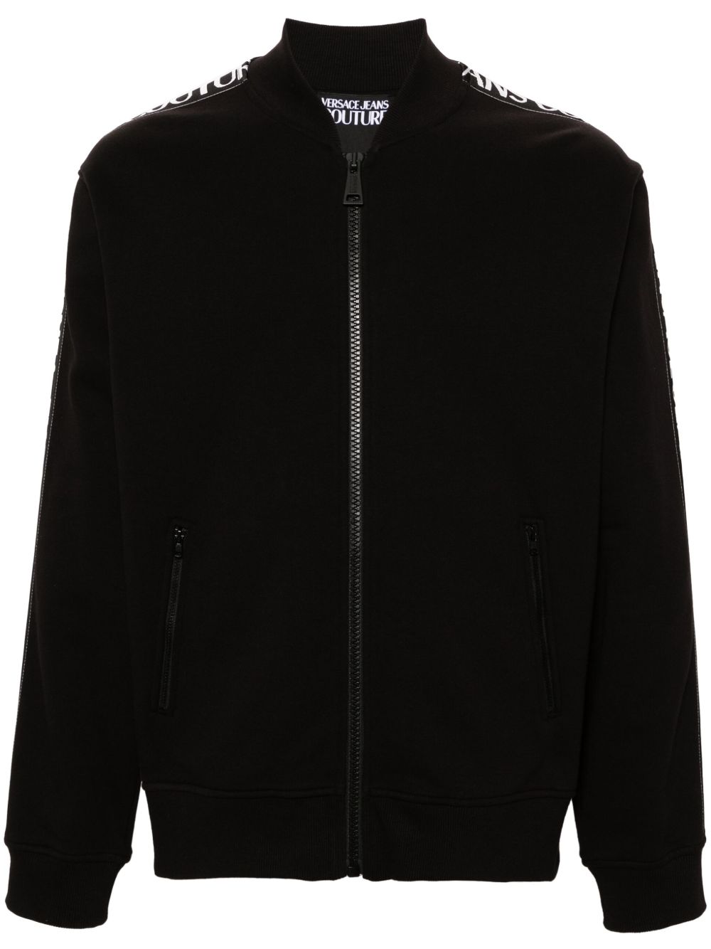 Versace Jeans Couture logo边饰拉链卫衣 - 黑色