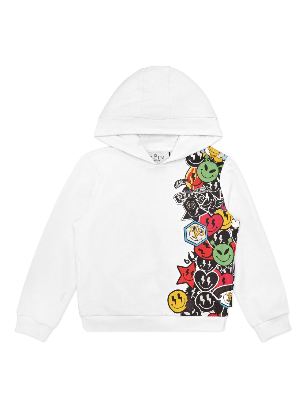 Philipp Plein Junior 微笑印花连帽衫 - 白色